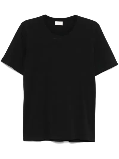 Saint Laurent Embroidered Sheer Crewneck T-shirt In Black