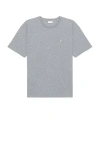 Saint Laurent Grey Crewneck T-shirt With Cassandre Embroidery In Cotton Man In Jaune & Bleu