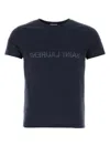 Saint Laurent Reverse Logo T-shirt In Marinenaturel