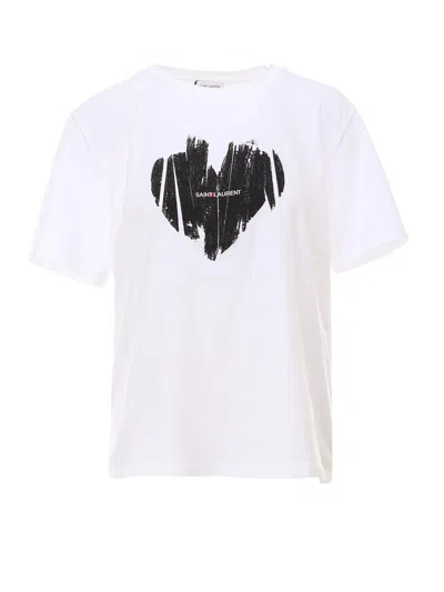 Saint Laurent T-shirt In Naturel/noir