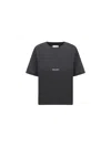 Saint Laurent Logo Print Crewneck T-shirt In Noir