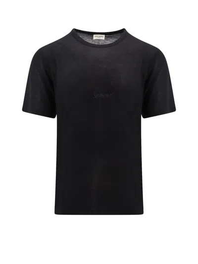 Saint Laurent Classic Old School Viscose T-shirt In Black