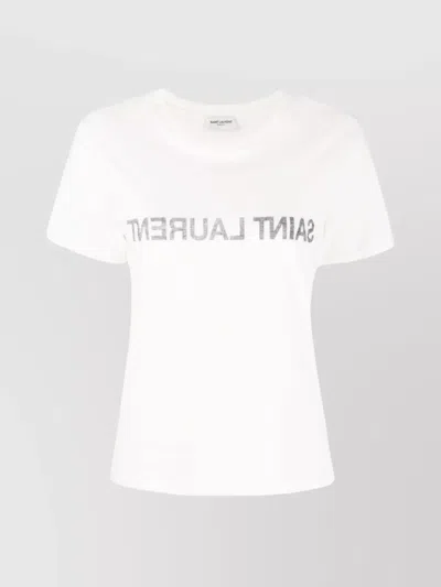 SAINT LAURENT COTTON LOGO-PRINT T-SHIRT
