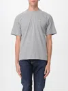 Saint Laurent Grey Crewneck T-shirt With Cassandre Embroidery In Cotton Man In Gold