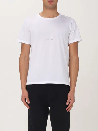 Saint Laurent Logo-print Crew-neck T-shirt In White