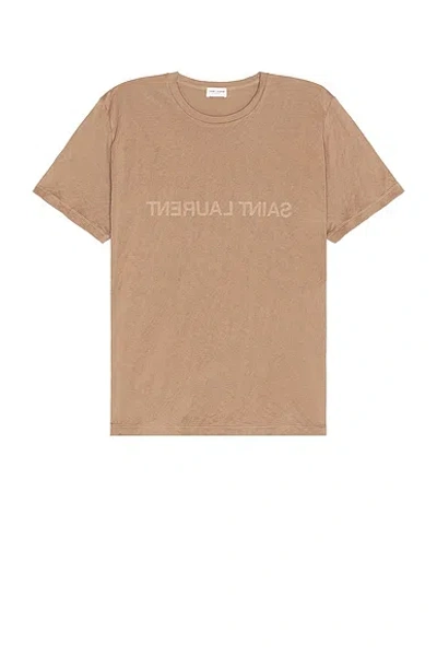 Saint Laurent T-shirt In Taupe & Naturel