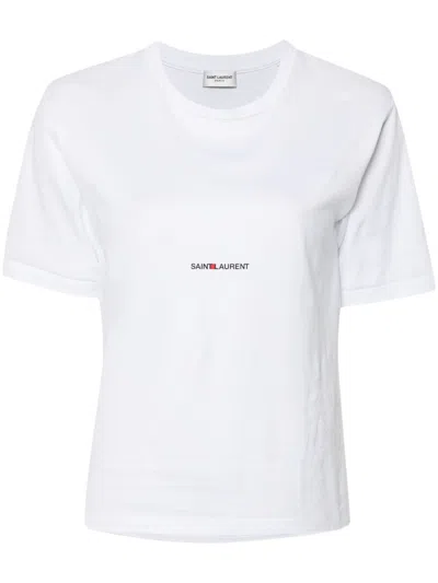 Saint Laurent Cotton T-shirt With Frontal Iconic Print In White