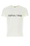 Saint Laurent Reverse Logo T-shirt 'naturel/noir' In White