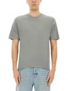 Saint Laurent Grey T-shirt With Round Neck And Logo Lettering Embroidery On The Front In Cotton Man In Gray
