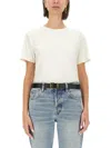 Saint Laurent Logo-patch Crewneck T-shirt In White