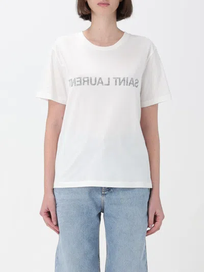 Saint Laurent Reverse Logo-print T-shirt In White