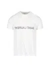 Saint Laurent Reverse Logo T-shirt 'naturel/noir' In White