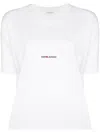 Saint Laurent Basic White T-shirt With Miiddle Logo Print In Cotton Woman