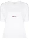 Saint Laurent Basic White T-shirt With Miiddle Logo Print In Cotton Woman