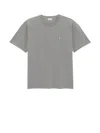 Saint Laurent Men Logo Cotton T-shirt In Gray