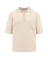 Saint Laurent Wool Polo Shirt In Beige