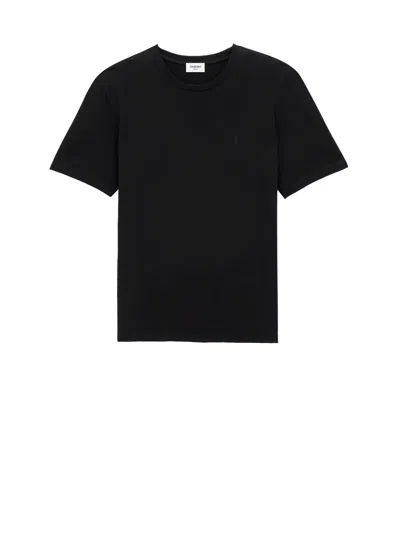 Saint Laurent Embroidered Sheer Crewneck T-shirt In Black