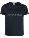 Saint Laurent Reverse Logo T-shirt In Blue