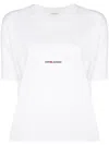 Saint Laurent Basic White T-shirt With Miiddle Logo Print In Cotton Woman In White