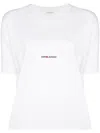 Saint Laurent Basic White T-shirt With Miiddle Logo Print In Cotton Woman In White