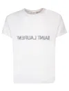 Saint Laurent Reverse Logo T-shirt 'naturel/noir' In Black