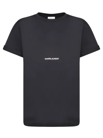 Saint Laurent Cotton T-shirt With Logo In Black