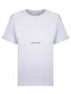 Saint Laurent Basic White T-shirt With Miiddle Logo Print In Cotton Woman In White