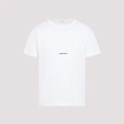 Saint Laurent Logo-print Crew-neck T-shirt In White
