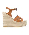 Saint Laurent Leather Women Shoes Espadrilles Wedge Rubber Sole In Nude
