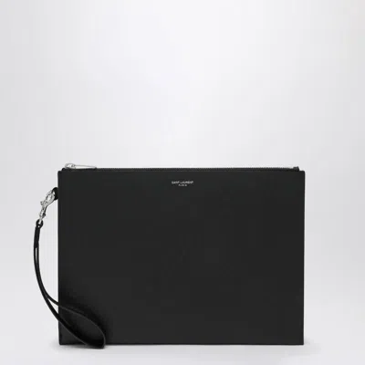 Saint Laurent Tablet Holder In Grain De Poudre In Black