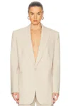 Saint Laurent White Single-breasted Jacket With Peak Revers In Wool Woman In Beige