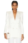 Saint Laurent Silk Tuxedo Jacket With Padded Shoulders In Shell