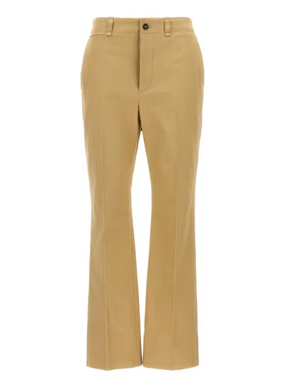 Saint Laurent Tailored Cotton Drill Trousers In Neutral