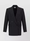 Saint Laurent Double-breasted Blazer In Silk Satin Crepon In Black