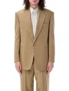 Saint Laurent Paris Men Wool Gabardine Single-breasted Jacket In Neutrals