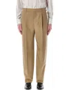 Saint Laurent Pressed-crease Trousers In Neutrals
