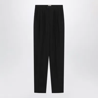 Saint Laurent Tailored Mini-style Habutai Silk Trousers In Black