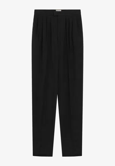 Saint Laurent Tailored Pants In Habutai Silk In Black