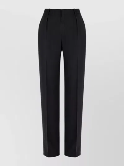 Saint Laurent Tailored Pants Pleats Belt Loops Pockets In Black