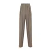 Saint Laurent Women Wide-leg In Wool Caviar Pants In Brown