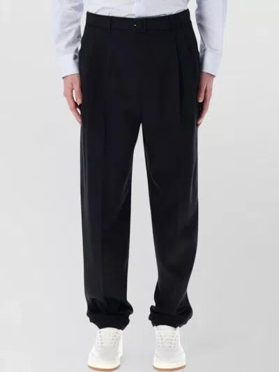 Saint Laurent Tailored Pleat Front Formal Trousers Belt Loops In Blue