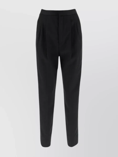 Saint Laurent Tailored Pleated Tapered Leg Trousers In Black