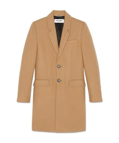 Saint Laurent Tailored Single-breasted Coat In Nude