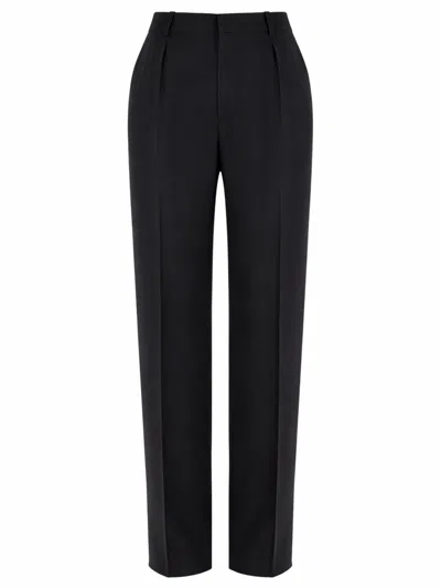 Saint Laurent Tailored T Wool Trousers In Black