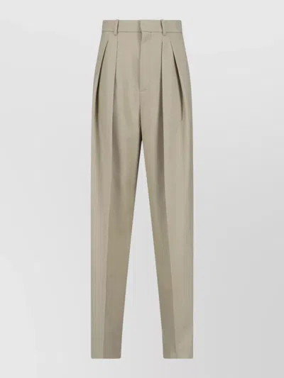 Saint Laurent Tailored Trousers Belt Loops Pleated Front Pockets In Gray
