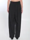 Saint Laurent Wide Leg Trousers In Grain De Poudre In Black