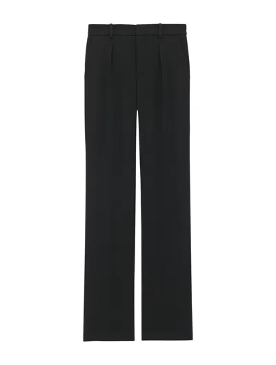 Saint Laurent Women's Tuxedo Trousers In Grain De Poudre In Black