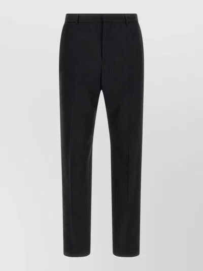 Saint Laurent Tailored Trousers Pinstripe Belt Loops Pockets In Black