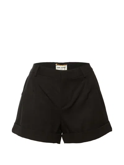 Pre-owned Saint Laurent Tailored Turned-up Shorts In Black