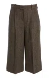 Saint Laurent Tailored Virgin Wool Bermuda Shorts In Green